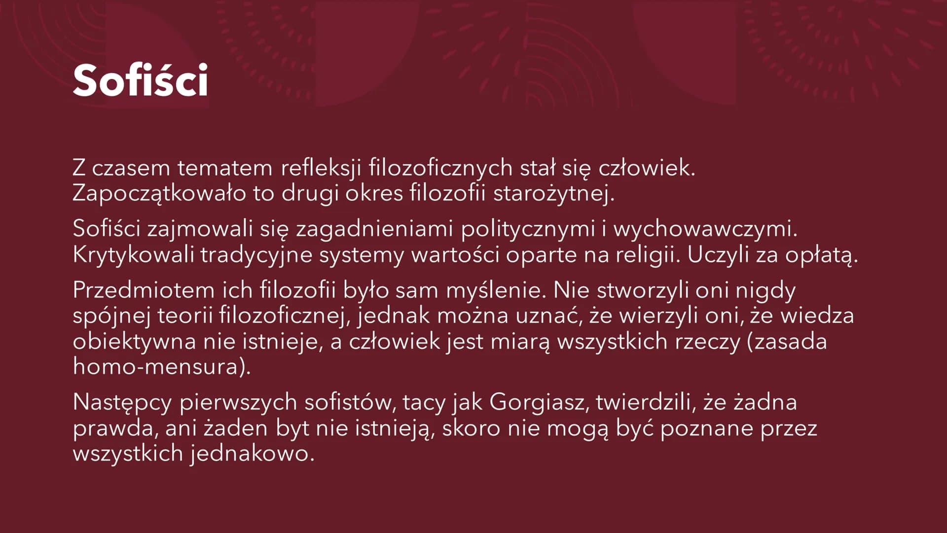 SOKRATES
Ogólne informacje ERA PRESOKRATEJSKA O co chodzi z filozofią przyrody?
"Gdy rozpoczynała się filozofia w Grecji, nauki szczegółowe 
