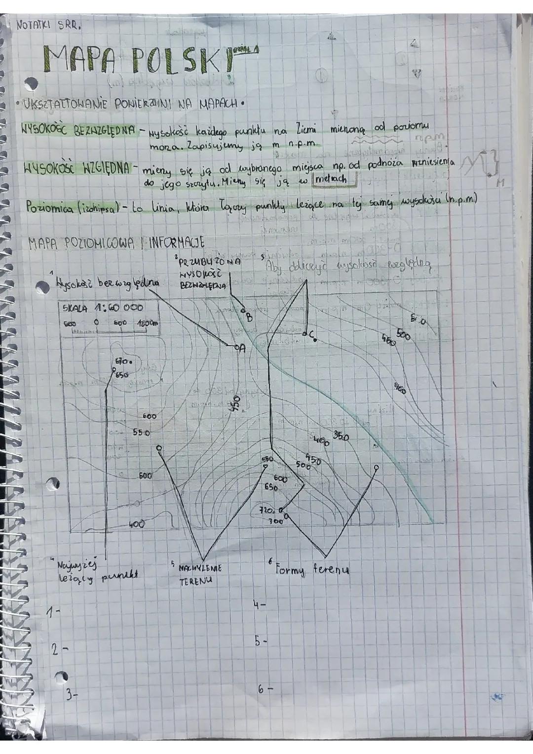 Geografia klasa 5: Ukształtowanie powierzchni na mapach - Testy i Zadania