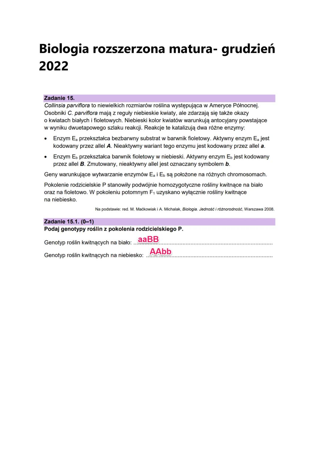 Matura Biologia Rozszerzona Grudzień 2022 – Część 3