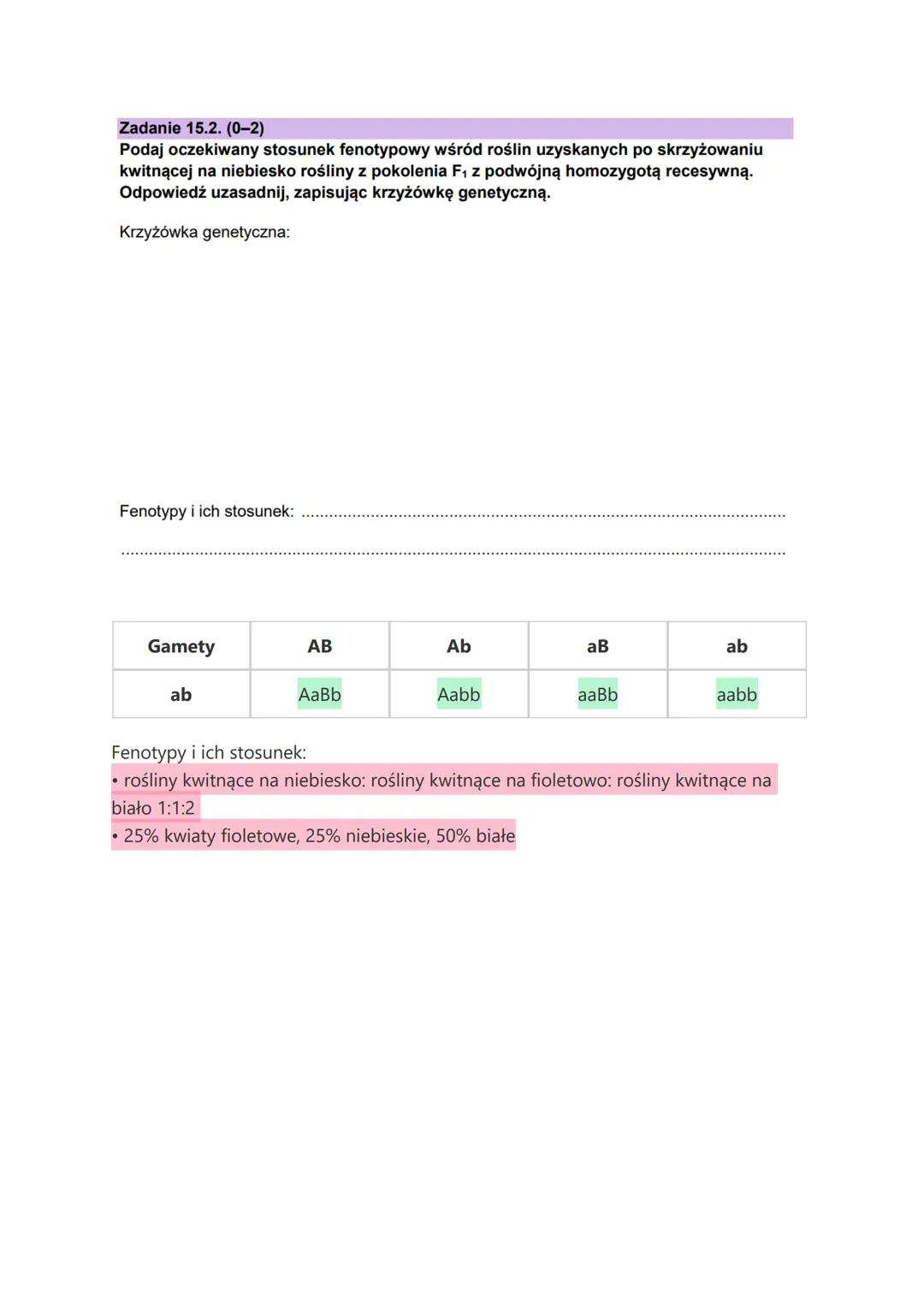 # Biologia rozszerzona matura- grudzień
# 2022

Zadanie 15.

Collinsia parviflora to niewielkich rozmiarów roślina występująca w Ameryce Pół
