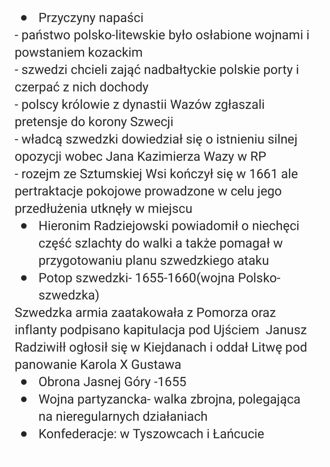 . Przyczyny napaści
- państwo polsko-litewskie było osłabione wojnami i
powstaniem kozackim
- szwedzi chcieli zająć nadbałtyckie polskie por