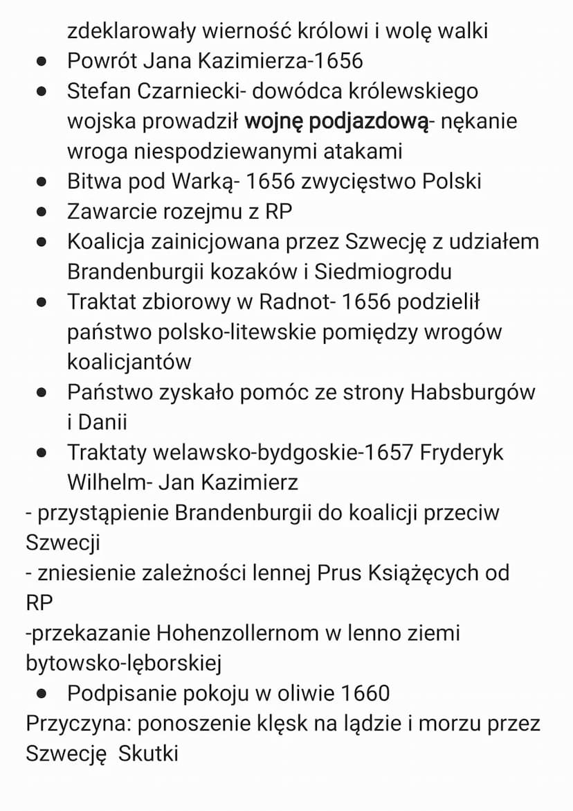 . Przyczyny napaści
- państwo polsko-litewskie było osłabione wojnami i
powstaniem kozackim
- szwedzi chcieli zająć nadbałtyckie polskie por