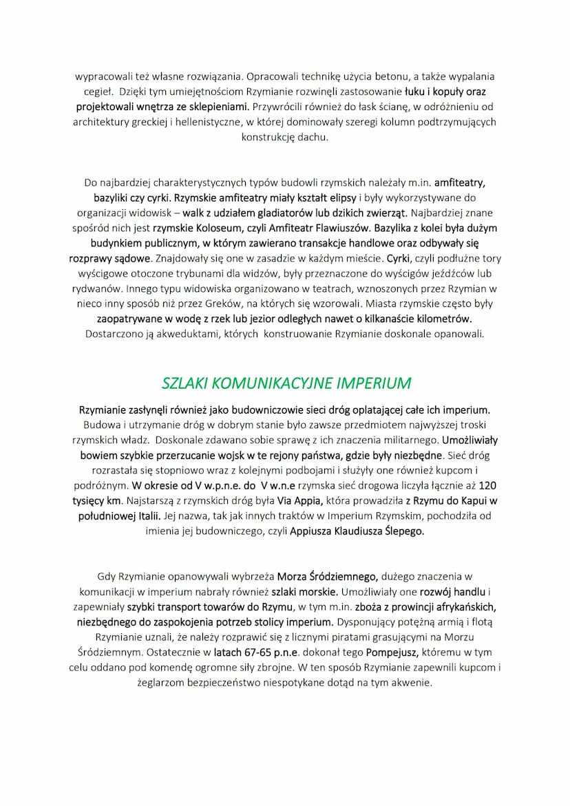 OSIGNIĘCIA RZYMIAN
W skład Imperium Rzymskiego weszły liczne ziemie świata śródziemnomorskiego i Bliskiego
Wschodu. Rzymianie przejmowali ni