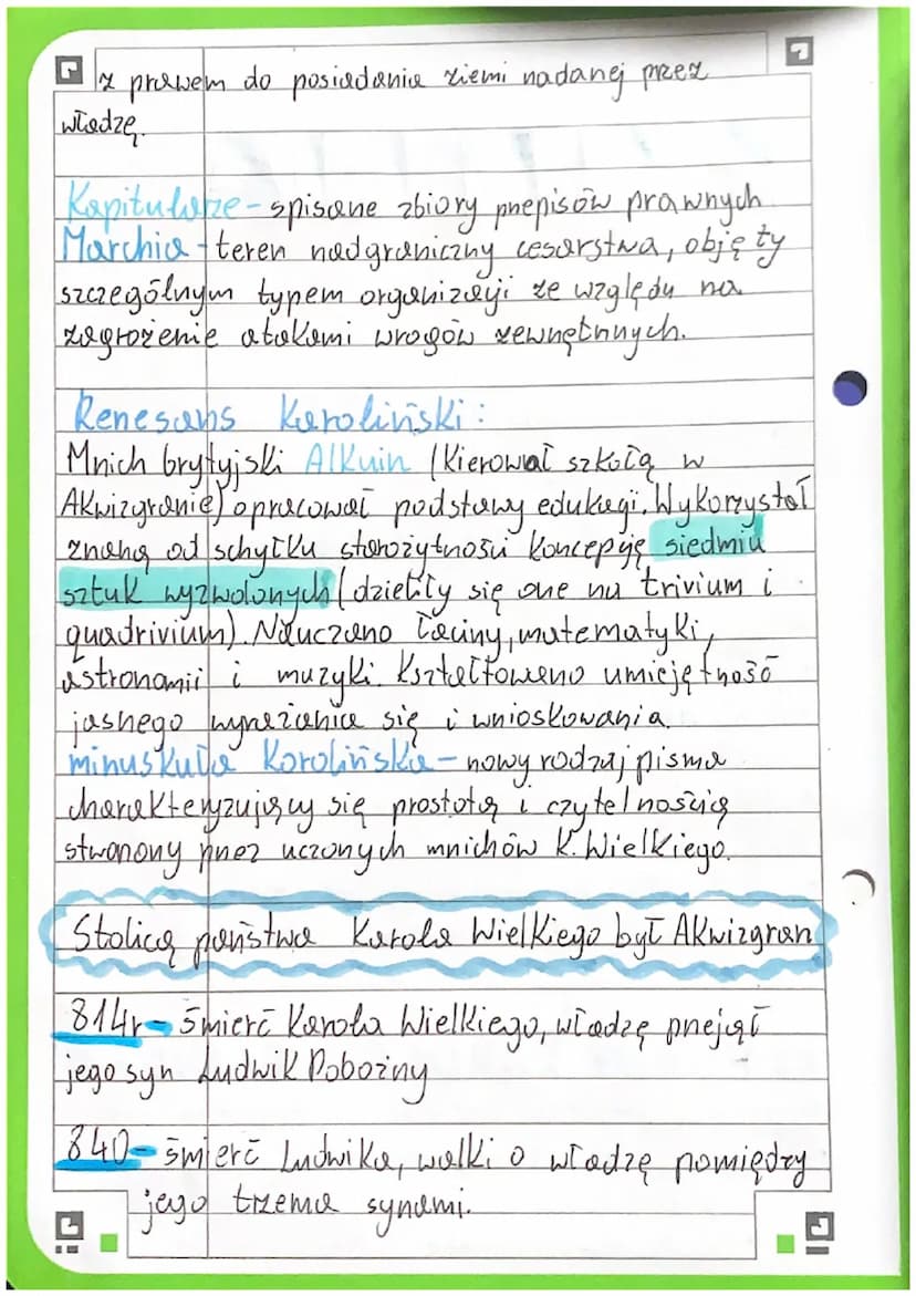 HISTORIA
768r -5mieri Pepina Malego, objęcie władzy
pnez jego synow Karola i Kurlomana
W
w 771 r. -y powodu śmierci Karlomana, Karol
stał si