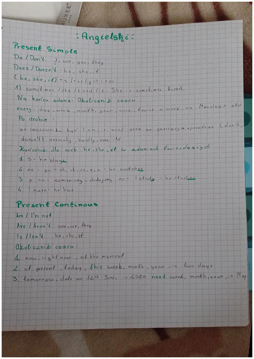 Czasy Present Simple i Present Continuous