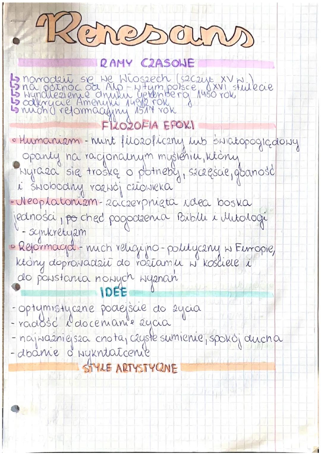 Renesans
A
RAMY CZASOWE
13 narodził się we
na potnoc od Alp - N tym polsce (XVI stulecie
Wynalezienie druku Gettenberg 1950 rok
↳odkryce Ame