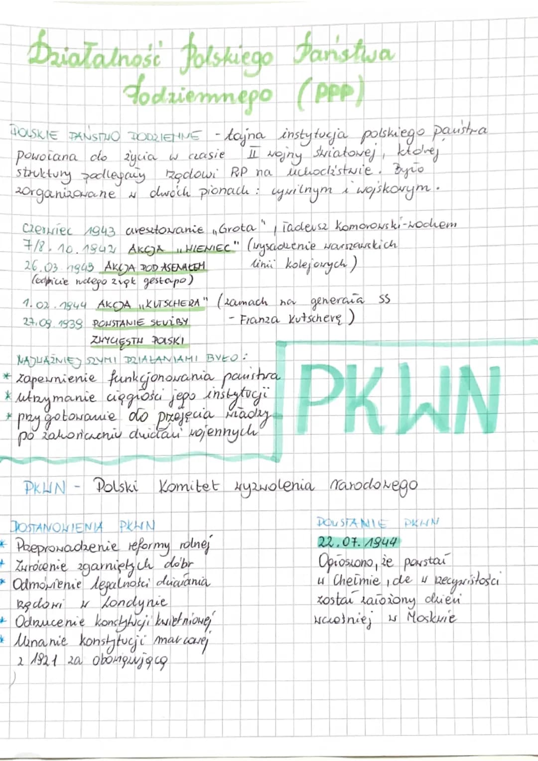 Działalność Polskiego Państwa
dodziemnepo (PPP)
POLSKIE PAŃSTWO PODZIENNE - tajna instytucja polskiego państra
II wojny światowej, której
st