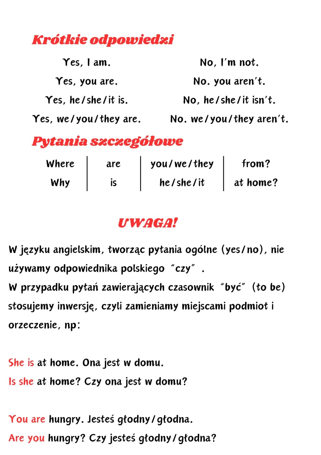 # TO BE

Czasownik to be w czasie Present Simple używamy m.in. przy
okreslaniu wieku i narodowości oraz przy opisywaniu cech i
położenia osó