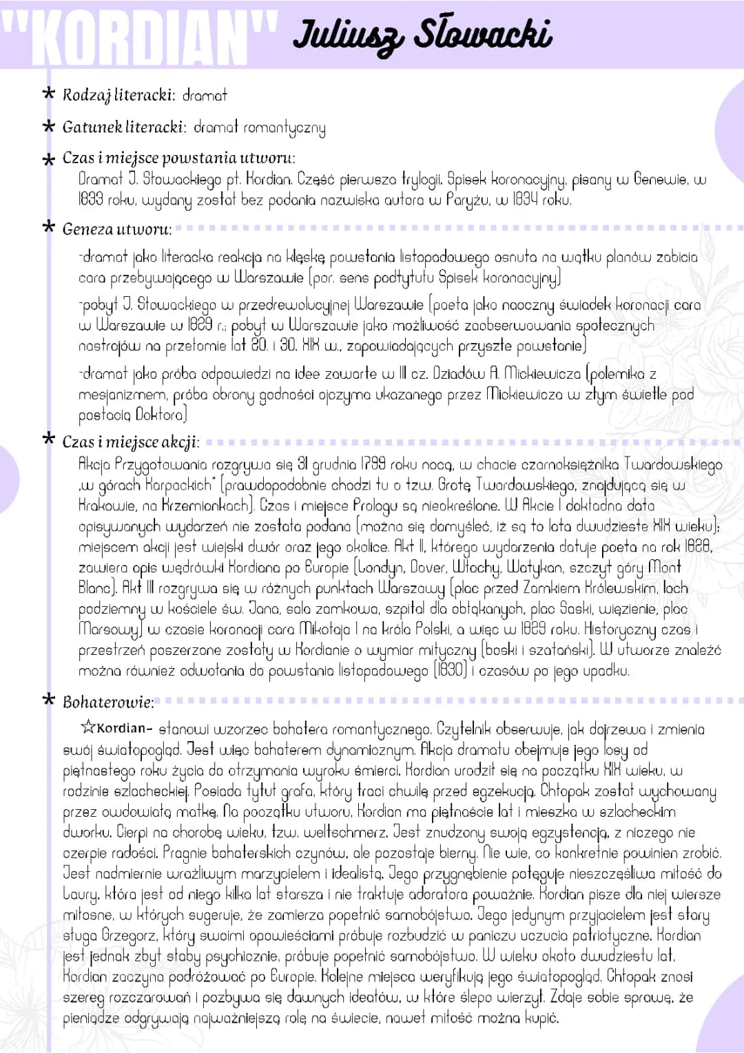 Kordian - Streszczenie, Opracowanie i Charakterystyka Bohaterów