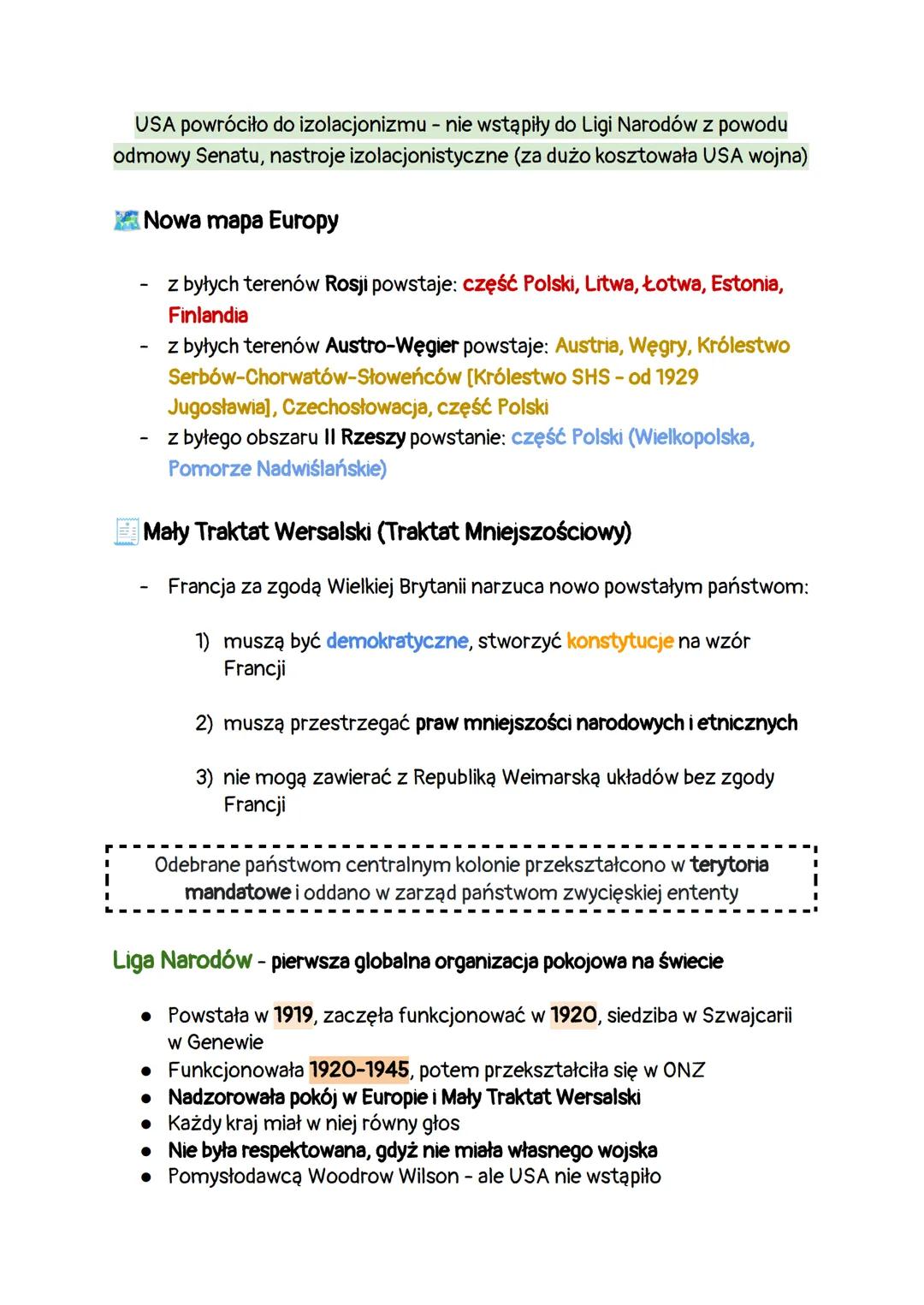 1.ŁAD WERSALSKI
Konferencja paryska
→ 18 stycznia 1919 - 21 stycznia 1920
→ Dotyczył głównie sprawy Niemiec
→ Inicjatorem Francja, która dom