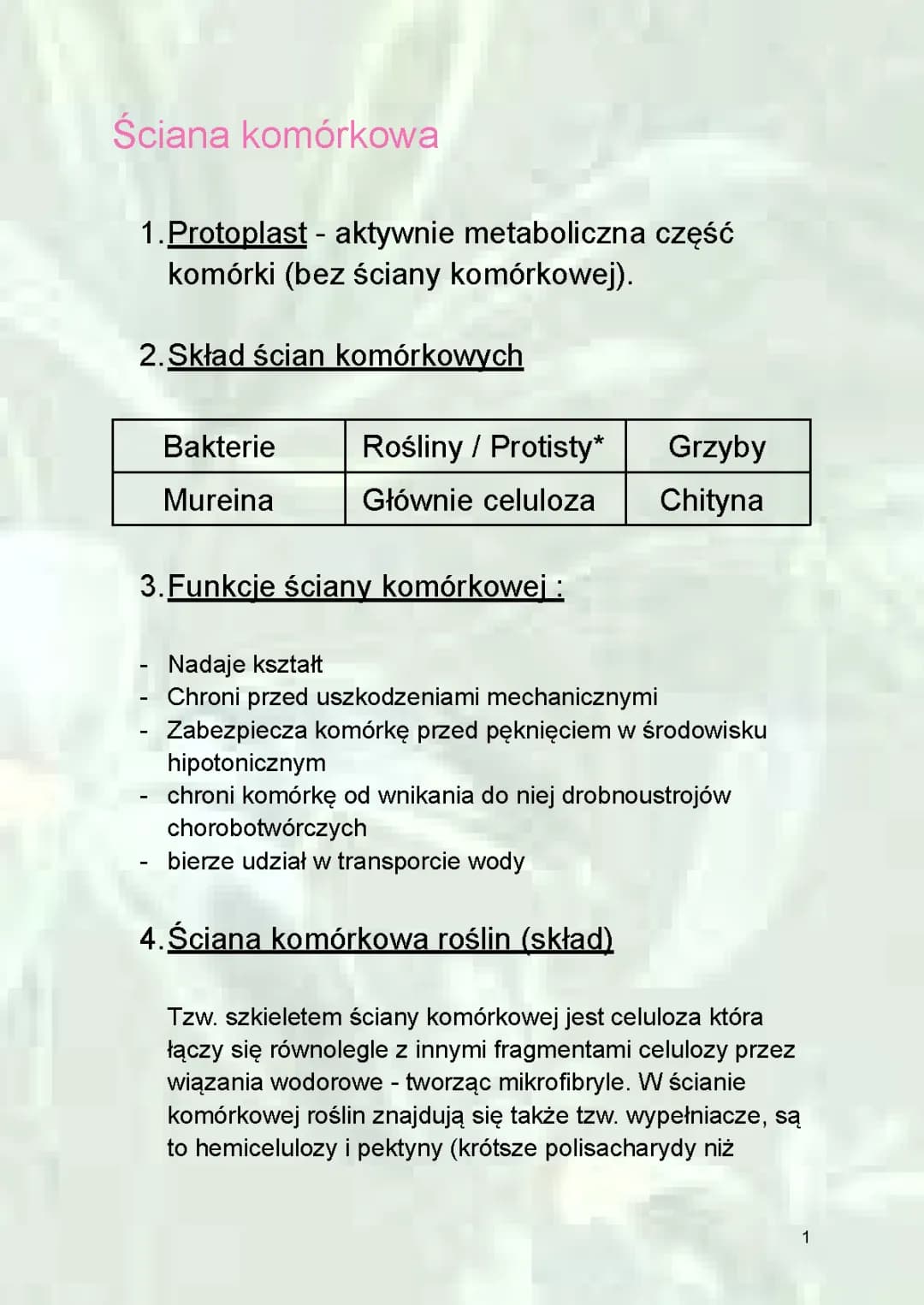 Ściana komórkowa i połączenia międzykomórkowe