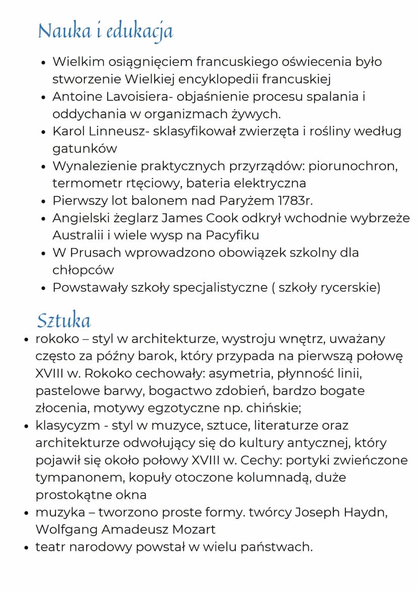 Kultura oświecenia
Źródła grafiki: Google grafika
Geneza epoki
Oświecenie- "wiek świateł", nurt umysłowy i okres w dziejach
europejskich kul