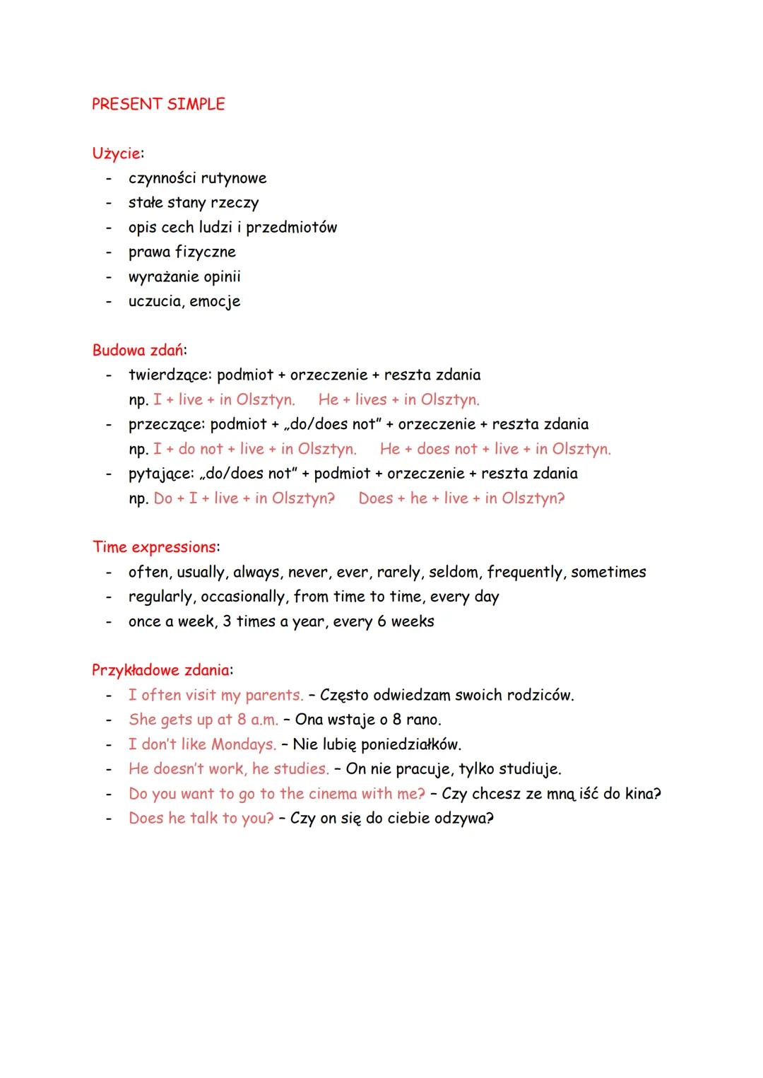 Różnice między czasem Present Simple a Present Continuous