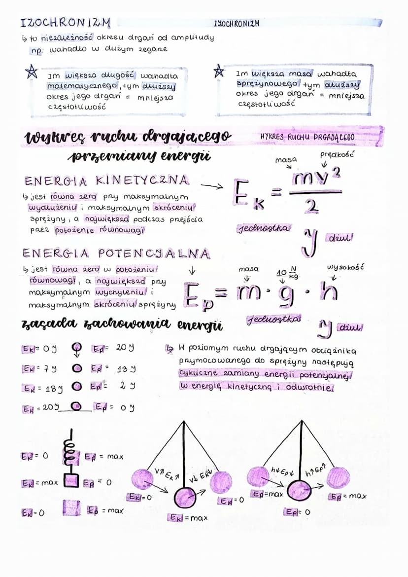 Drgania i fale
Ruch drgajacy
RUCH DRGAYĄCY
↳ Ciato porusza się ruchem drgającym, jeśli przemieszcza się tam i 2 powrotem?
po tym samym tone 