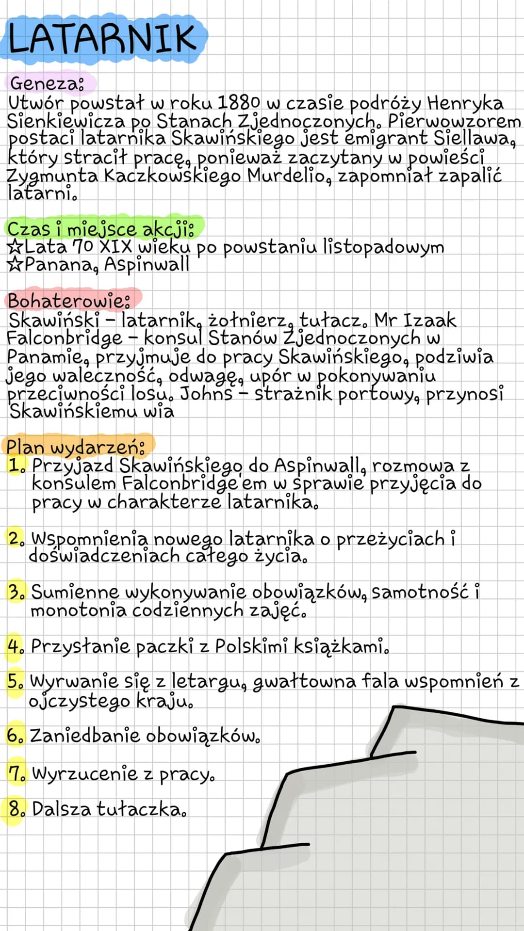 LATARNIK
Geneza:
Utwór powstał w roku 1880 w czasie podróży Henryka
Sienkiewicza po Stanach Zjednoczonych. Pierwowzorem
postaci latarnika Sk