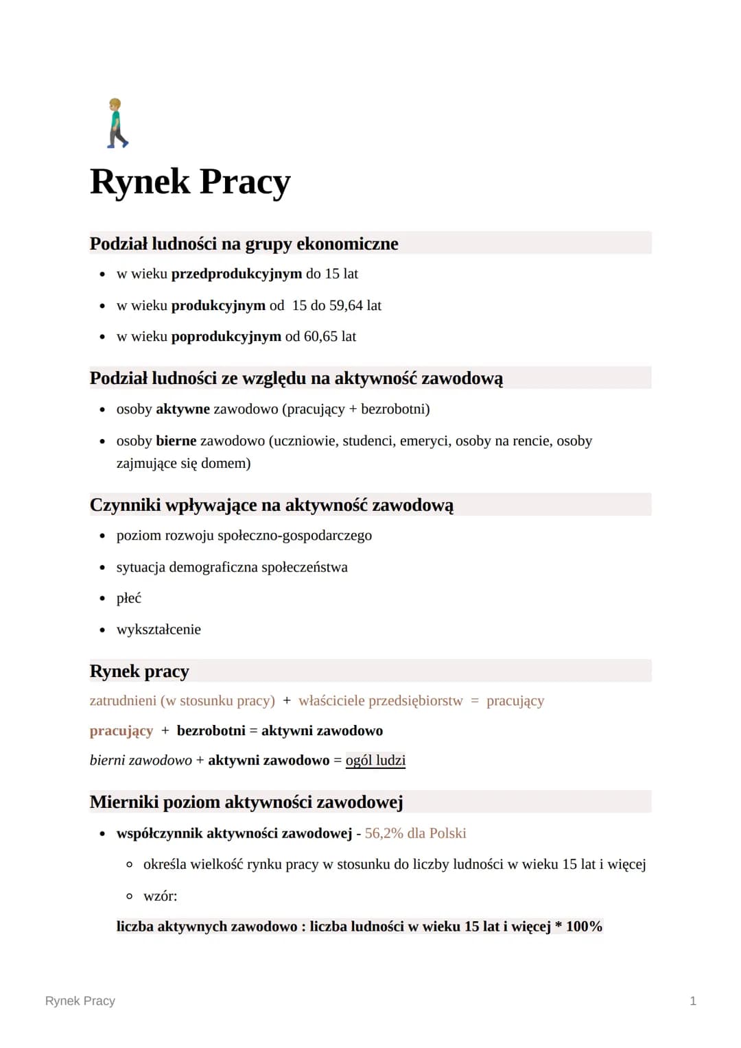 1
Rynek Pracy
Podział ludności na grupy ekonomiczne
w wieku przedprodukcyjnym do 15 lat
• w wieku produkcyjnym od 15 do 59,64 lat
w wieku po