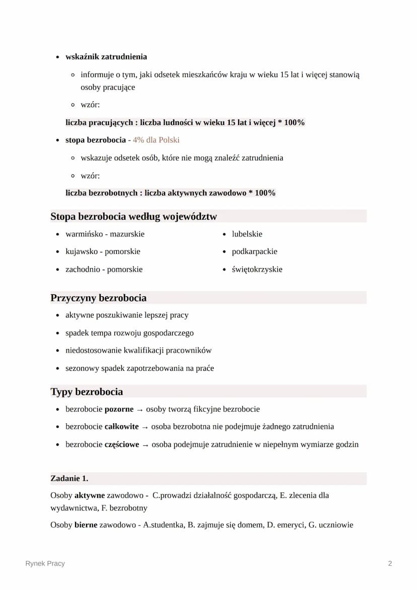 1
Rynek Pracy
Podział ludności na grupy ekonomiczne
w wieku przedprodukcyjnym do 15 lat
• w wieku produkcyjnym od 15 do 59,64 lat
w wieku po