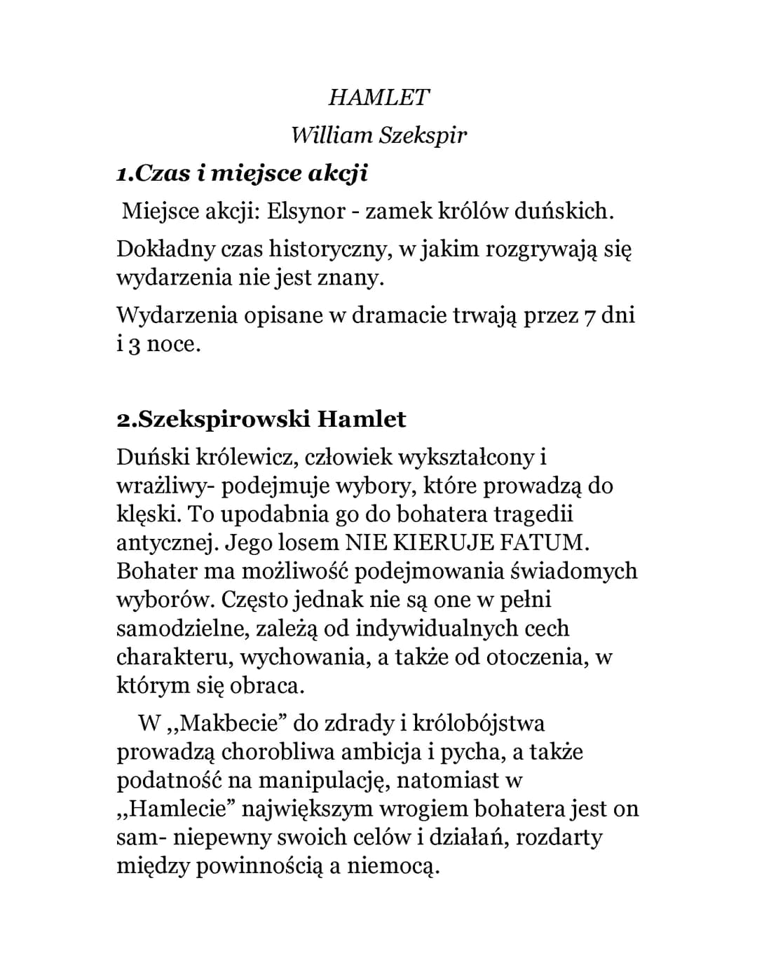 ,,Hamlet" William Szekspir 