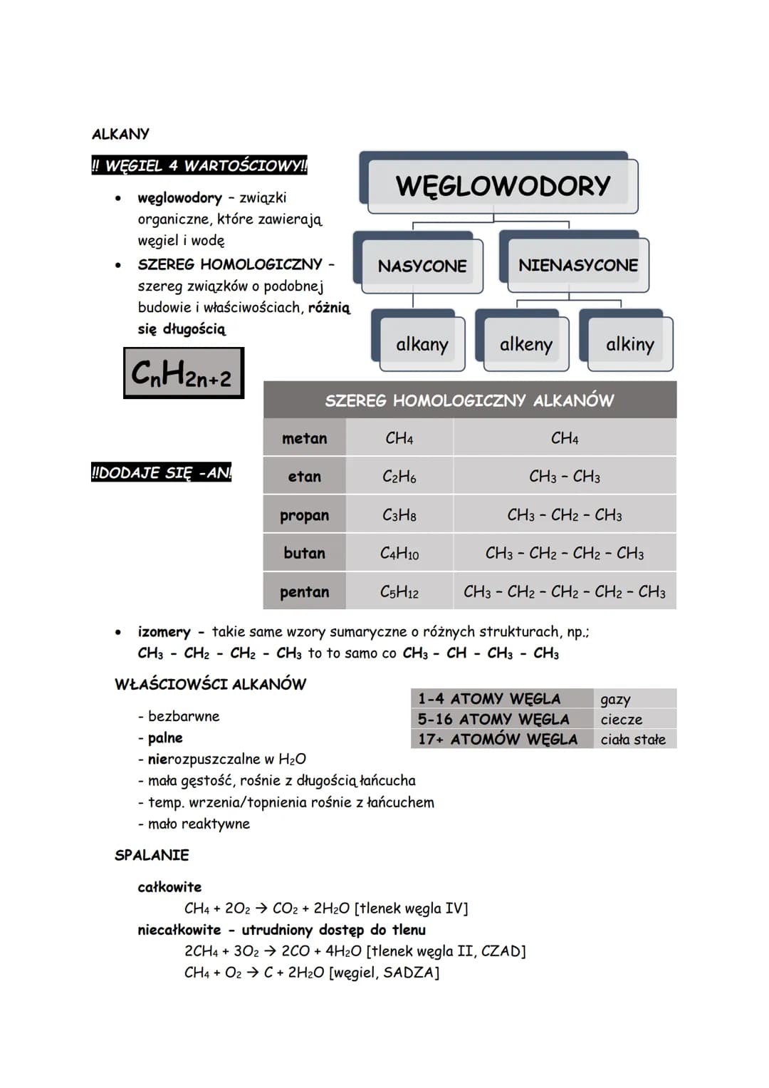 węglowodory
ZWIĄZKI ORGANICZNE I ICH RÓŻNORODNOŚĆ
●
●
●
węgiel jest składnikiem niektórych związków nieorganicznych i głównym
składnikiem zw
