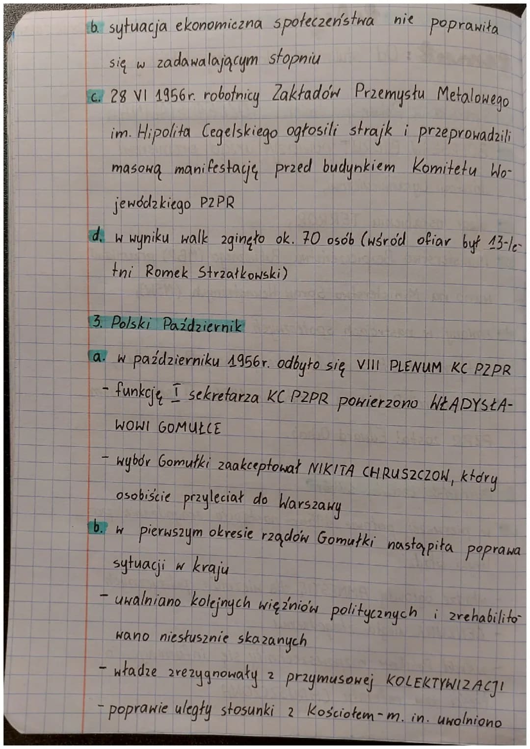 lekija
tement: Od stalinizmu do małej stabilizacji.
W
1. Sytuacja w Polsce po śmierci JÓZEFA STALINA:
BOLESŁAW BIERUT powierzył urząd premie