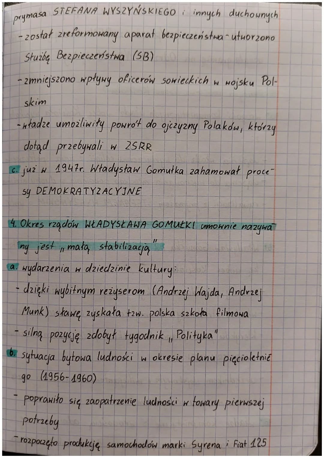 lekija
tement: Od stalinizmu do małej stabilizacji.
W
1. Sytuacja w Polsce po śmierci JÓZEFA STALINA:
BOLESŁAW BIERUT powierzył urząd premie