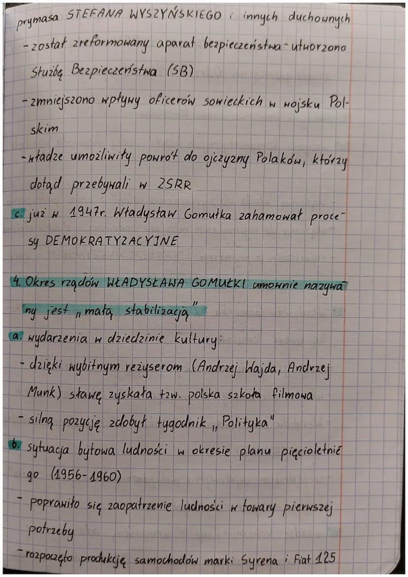 lekija
tement: Od stalinizmu do małej stabilizacji.
W
1. Sytuacja w Polsce po śmierci JÓZEFA STALINA:
BOLESŁAW BIERUT powierzył urząd premie