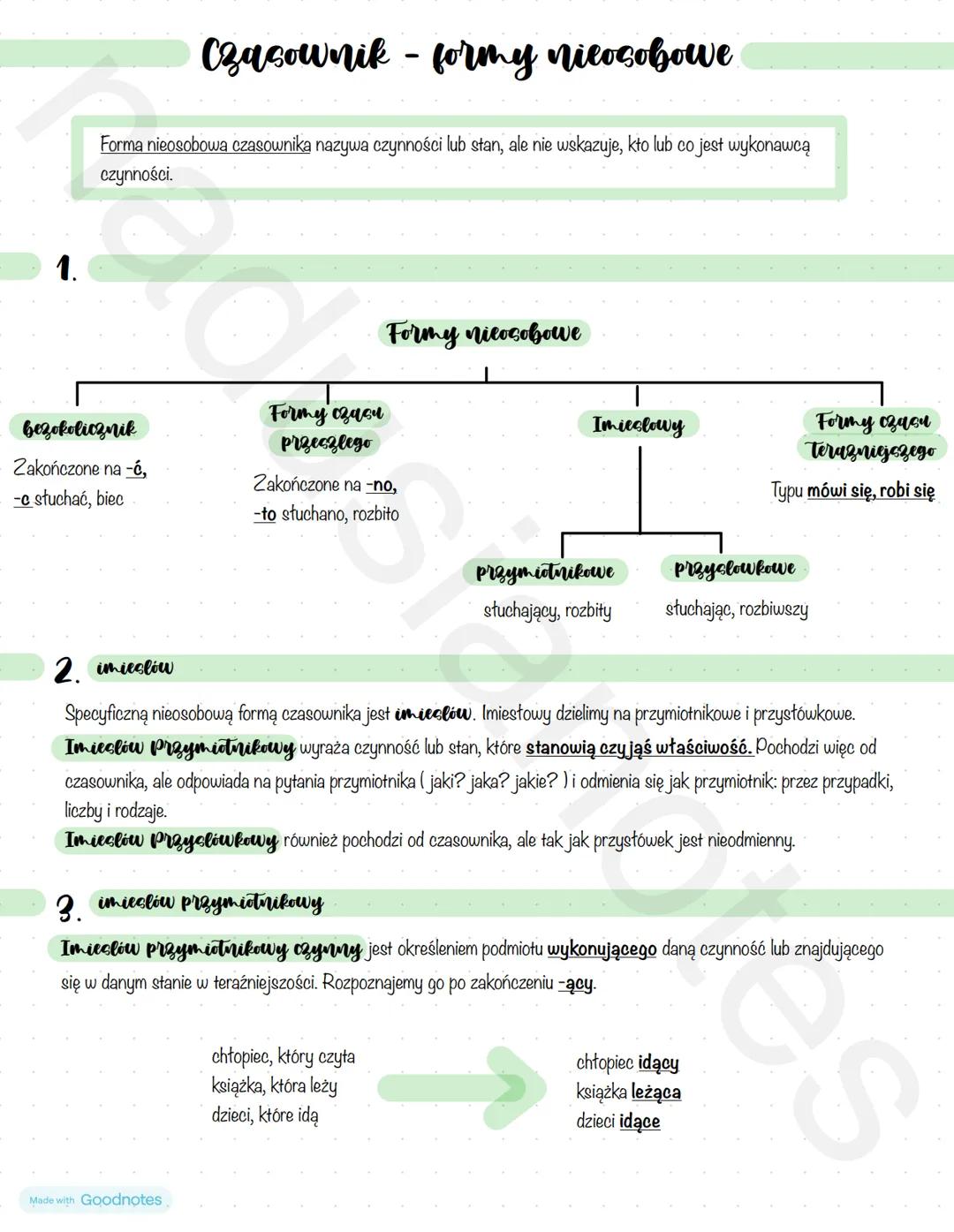Czacownik - formy nieocobowe
Forma nieosobowa czasownika nazywa czynności lub stan, ale nie wskazuje, kto lub co jest wykonawcą
czynności.
b