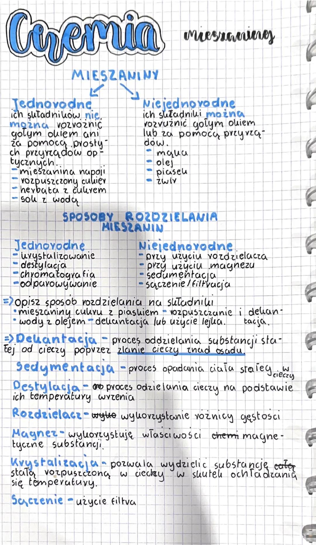 Chemia
MIESZANINY
کا
Mieszaning
Jednovodne
ich składników nie.
można vozvoznic
gołym okiem ani
za pomocą prosty-
ch przyrządów op-
tycznych.