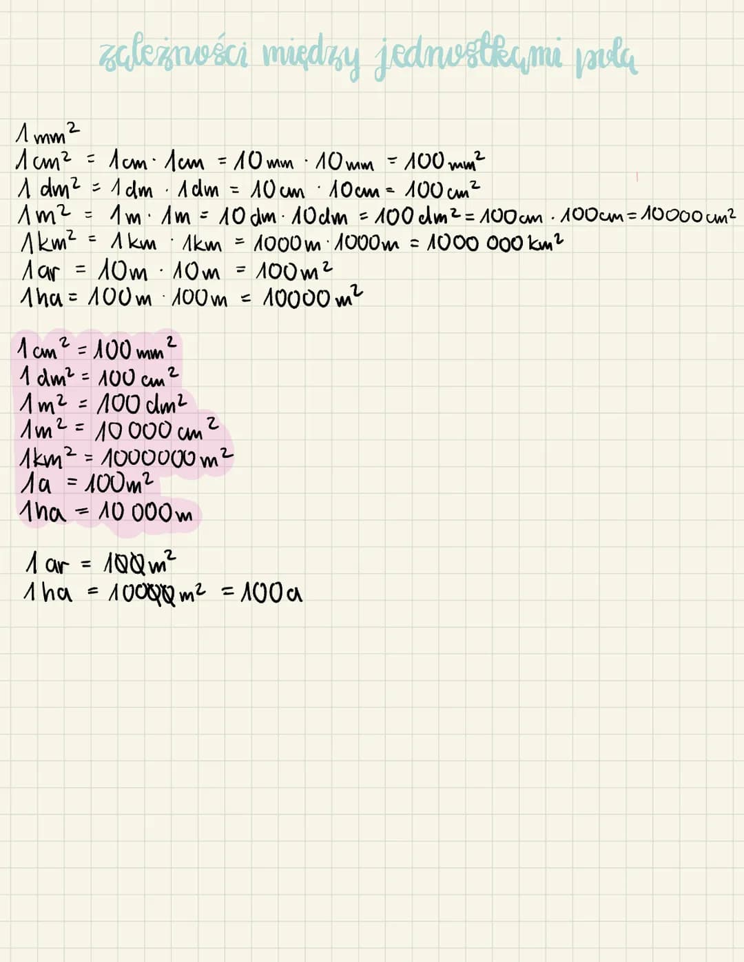 2
zależności między jednostkami pola
1 mm²
2
MM
1 ст ² = 1 ст. лет = 10 шт - 10 mm = 100 ти?
1 dm² = 1 dm 1 dm = 10cm 10cm = 100 cm²
'
1т. 1
