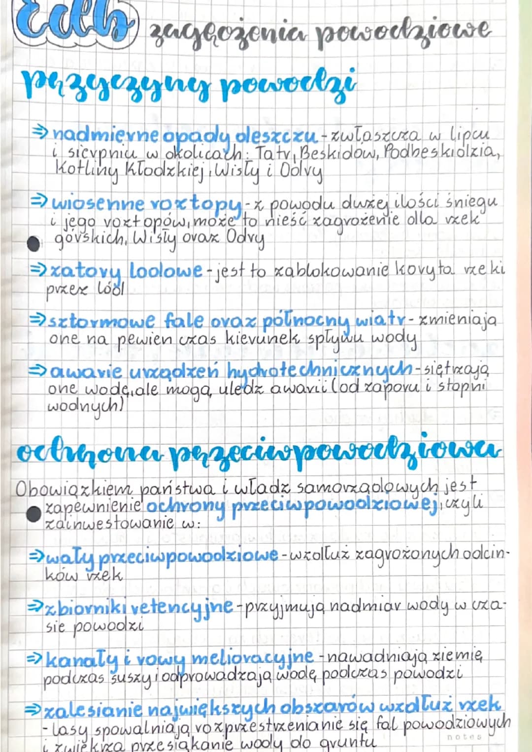 can zagęożenia powodziowe
pęzyjezying powodzi
→nadmierne opady deszczu - zwłaszcza w lipcu
i sierpniu w okolicach. Tatv, Beskidów, Podbeskio