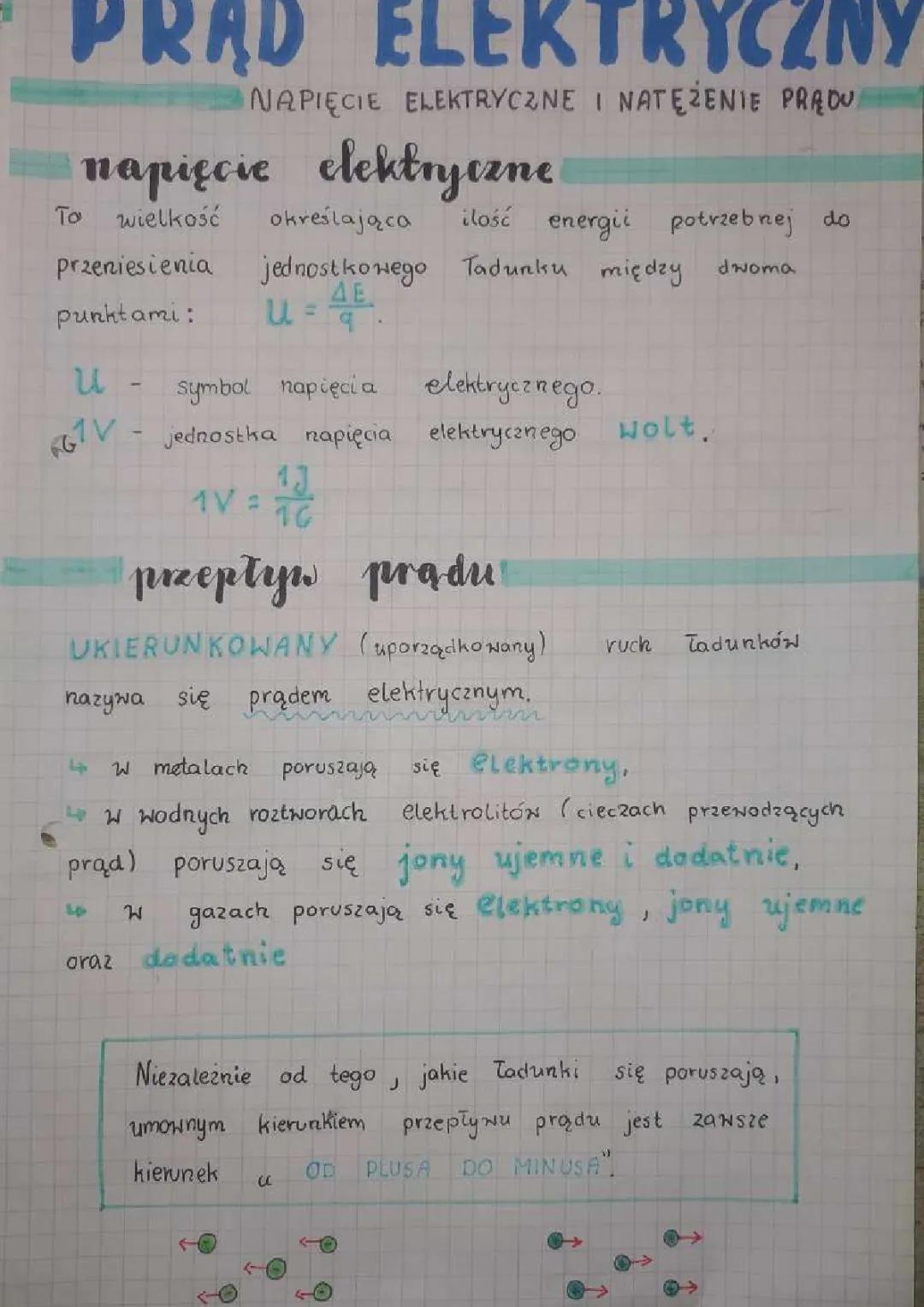 Prąd elektryczny. Napięcie elektryczne i natężenie prądu. 
