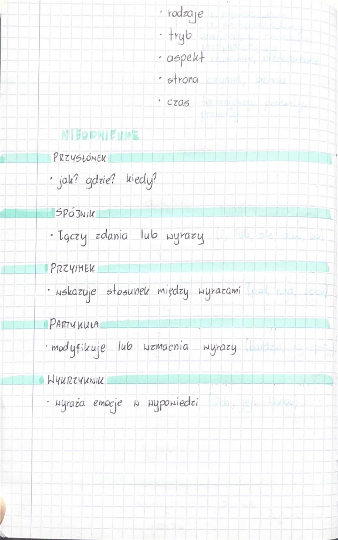 # CZĘŚCI MONY

ODMIENNE

RZECZOWNIK

• kto? co?

PRZYMIOTNIK

jaki? jaka? jakie?
który torg? ktore?
czyj czyja? czyje?

LICZE BNIK

• ile? k