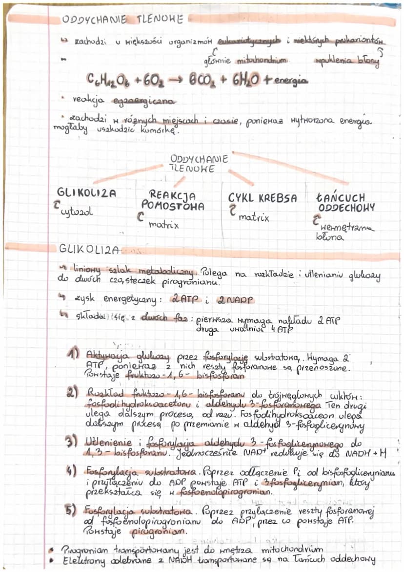 ODDYCHANIE KOMÓRKOHE
ODDYCHANIE TLENOHE
Oddychanie komórkowe - podstaнony proces dostarczający
komorce i utlenianiu zmigation.
energi Polega