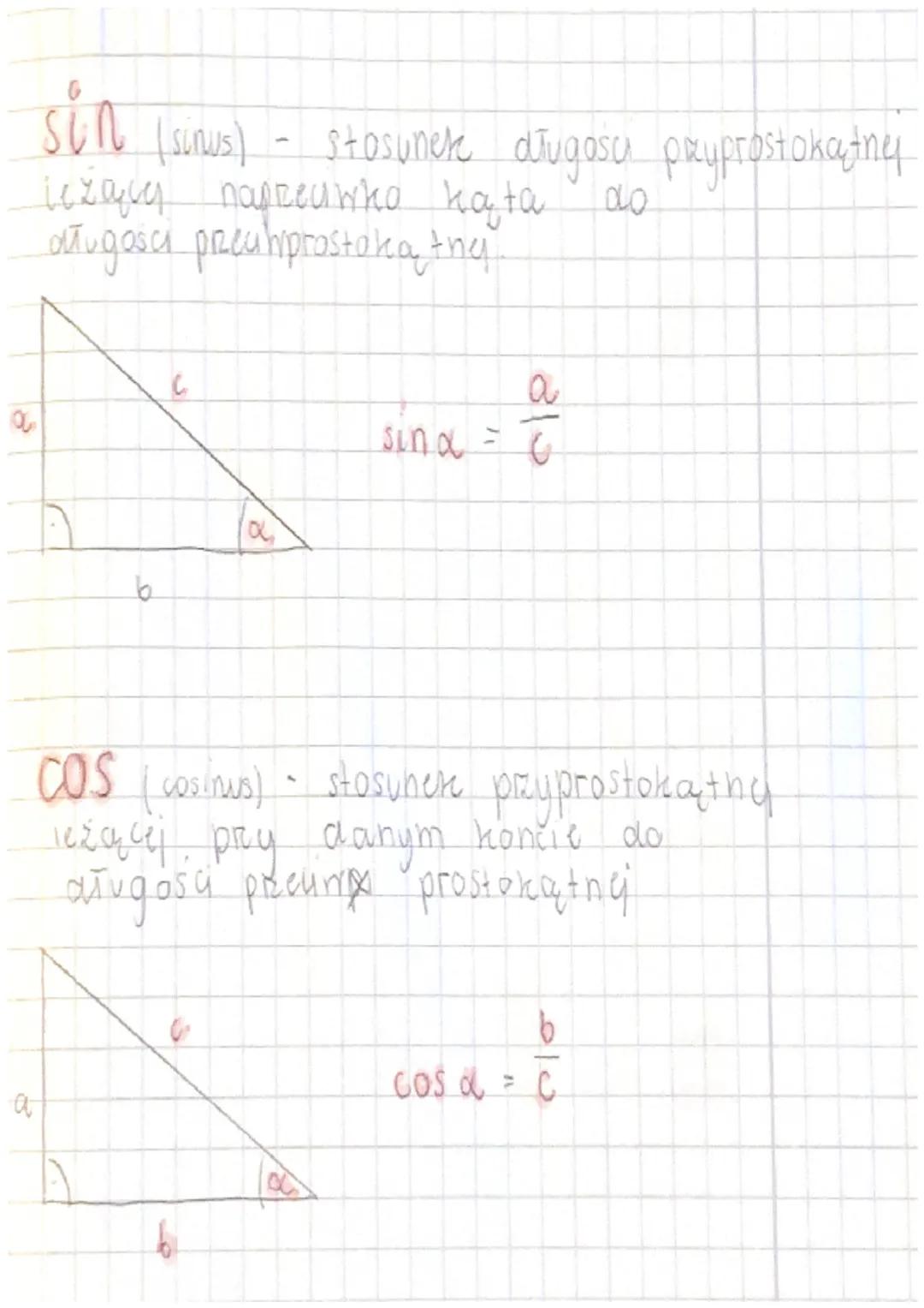 sin (surus) - stosunek dlugasci piryprostokątnej
icząca napreawho hata do
długości preahiprostaka thy.





































