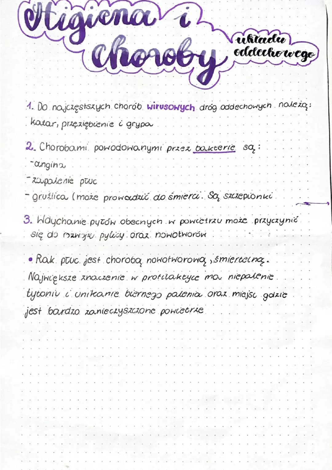 vligicna
Choroby
1. Do najczęstszych chorob wirusowych dróg oddechowych należą:
katar, przeziębienie i grypa
2. Chorobami powodowanymi przez