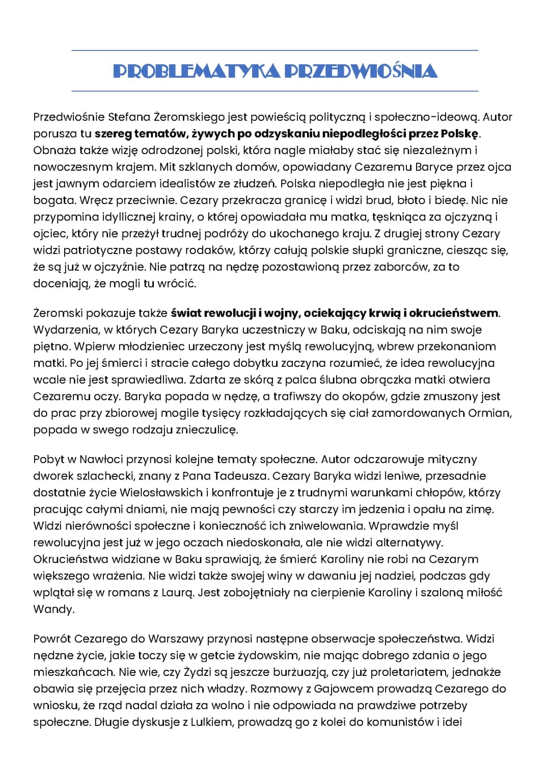 Problematyka Przedwiośnia