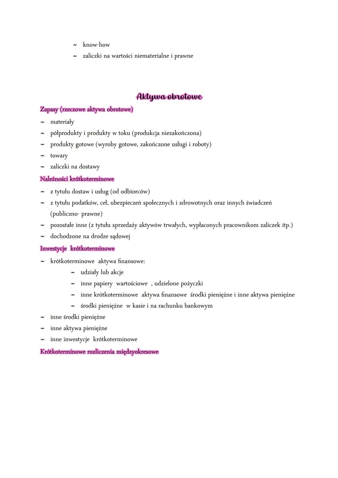Bilans finansowy
Aktywa trwate
Długoterminowe rozliczenia międzyzakładowe
aktywa z tytułu odroczonego podatku dochodowego
inne rozliczenia m