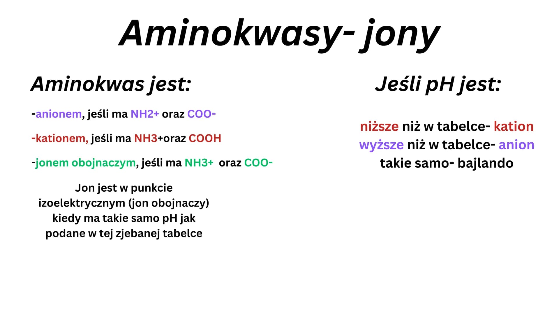 białkowe
Aminokwasy
• 20 aminokwasów
• tworzą peptydy i białka
H
V
N-C-C
HICIR
HJ
grupa aminowa
(-NH2)
OH
grupa karboksylowa -COOH
podstawni
