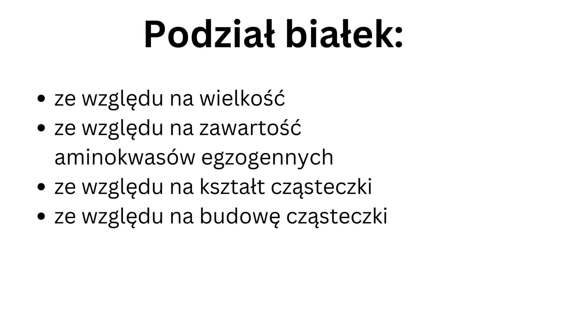 białkowe
Aminokwasy
• 20 aminokwasów
• tworzą peptydy i białka
H
V
N-C-C
HICIR
HJ
grupa aminowa
(-NH2)
OH
grupa karboksylowa -COOH
podstawni