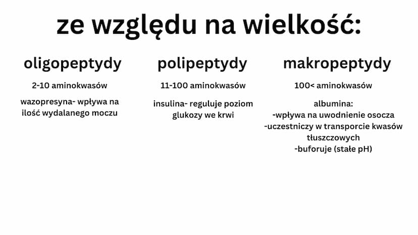 białkowe
Aminokwasy
• 20 aminokwasów
• tworzą peptydy i białka
H
V
N-C-C
HICIR
HJ
grupa aminowa
(-NH2)
OH
grupa karboksylowa -COOH
podstawni
