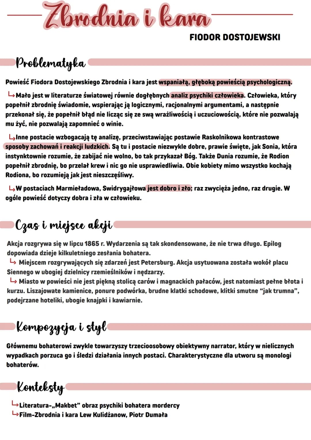 -Zbrodnia i kara
FIODOR DOSTOJEWSKI
Problematyka
Powieść Fiodora Dostojewskiego Zbrodnia i kara jest wspaniałą, głęboką powieścią psychologi