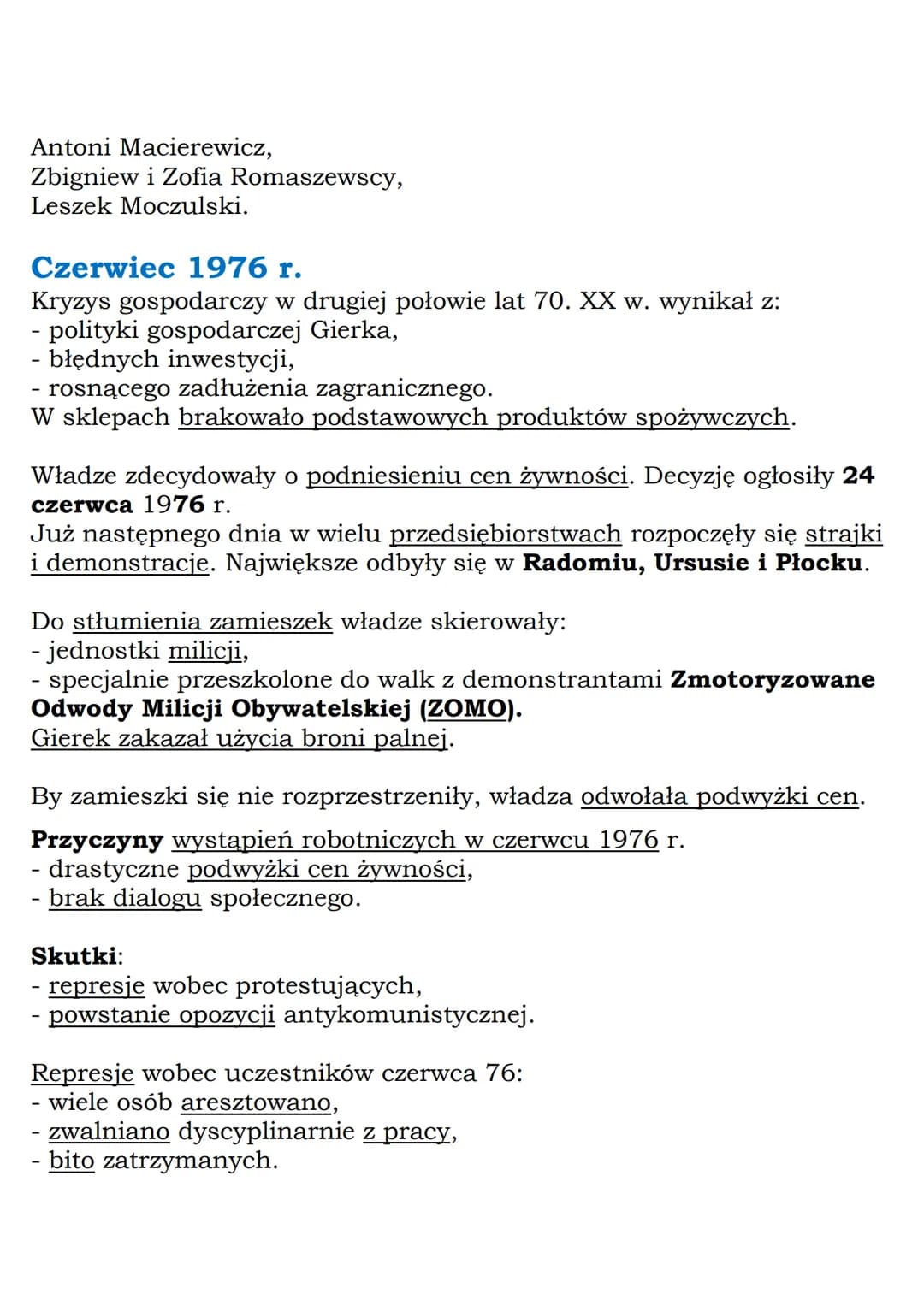 MZ_LEARNING_KNOW

# Początki opozycji
demokratycznej w Polsce
# Klasa 8, „Wczoraj i dziś”, Nowa Era

# Daty do zapamiętania:
- wydarzenia cz