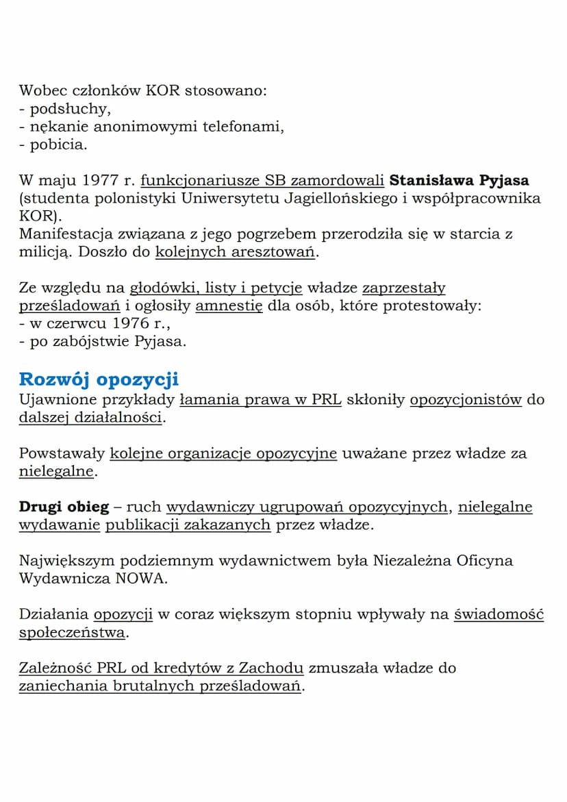 MZ_LEARNING_KNOW

# Początki opozycji
demokratycznej w Polsce
# Klasa 8, „Wczoraj i dziś”, Nowa Era

# Daty do zapamiętania:
- wydarzenia cz