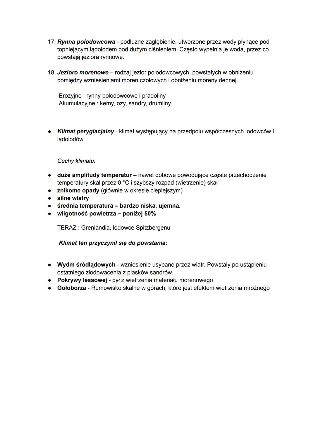 ZLODOWACENIA - pojęcia.
1. Glacjał - powierzchnia lądu pokrywa się lodem
2. Interglacjał - wzrost temperatury, wraz z którym lądolód zaczyna