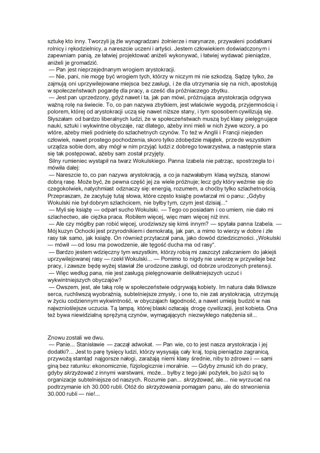 LALKA - społeczeństwo w stanie rozkładu (panorama społeczeństwa polskiego)
1. Opinia Prusa o temacie ,,Lalki" - pokazać naszych polskich ide