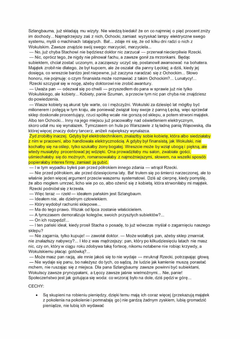 LALKA - społeczeństwo w stanie rozkładu (panorama społeczeństwa polskiego)
1. Opinia Prusa o temacie ,,Lalki" - pokazać naszych polskich ide