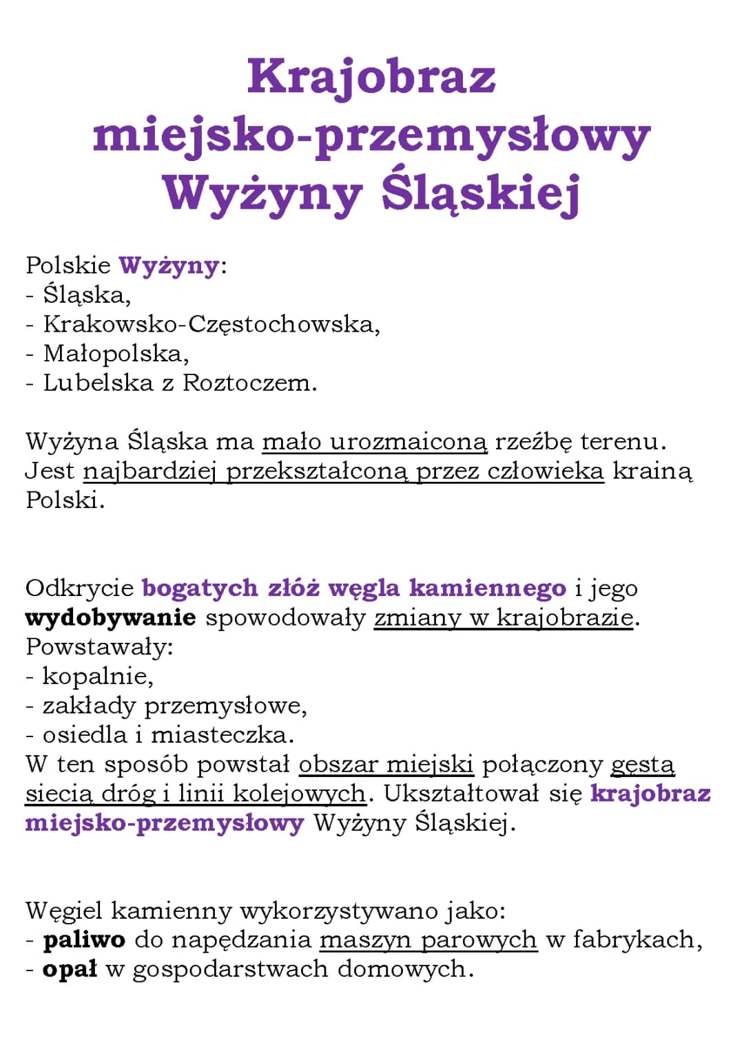 Opisz miejsko-przemysłowy krajobraz Wyżyny Śląskiej - Klasa 5