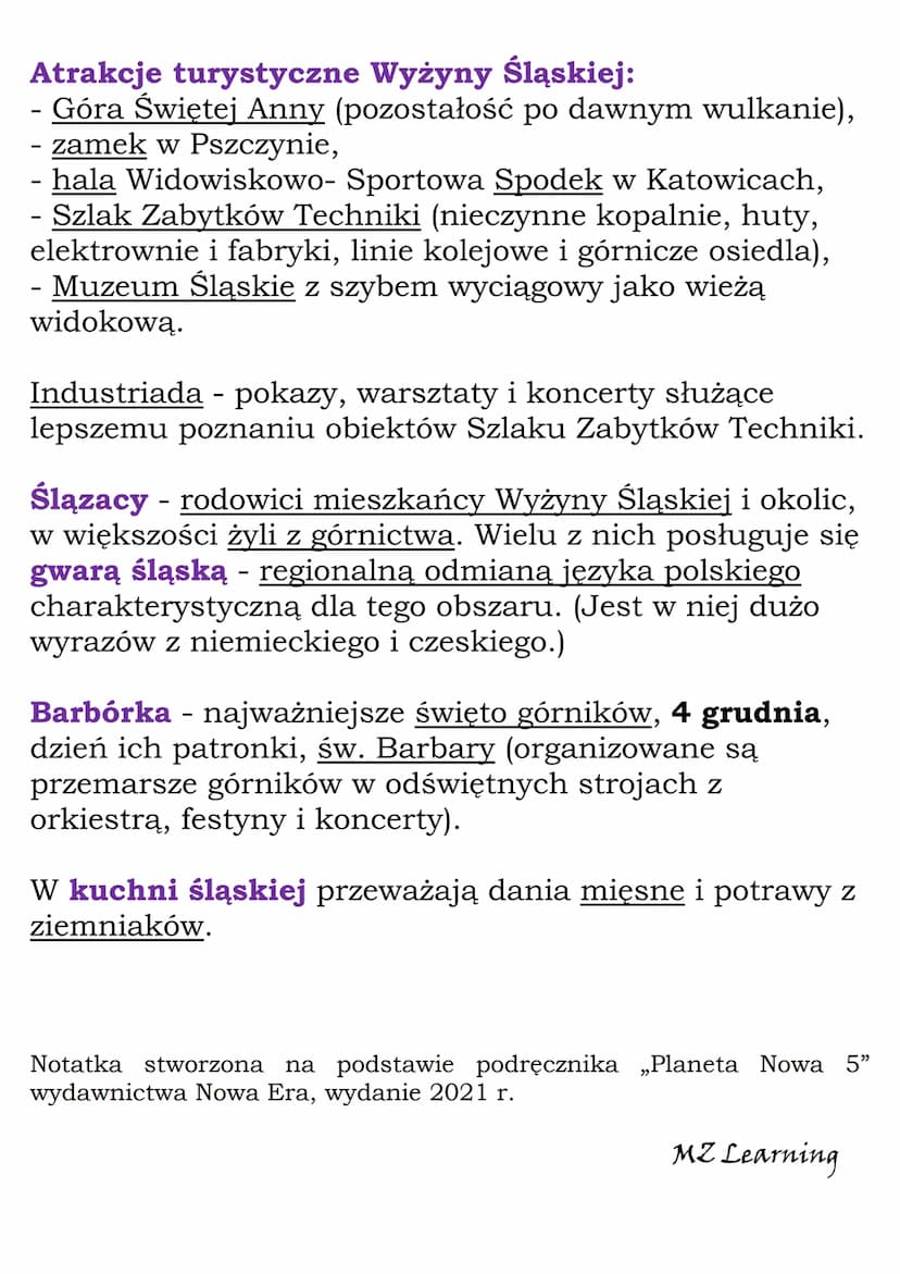 Krajobraz
miejsko-przemysłowy
Wyżyny Śląskiej
Polskie Wyżyny:
- Śląska,
-
Krakowsko-Częstochowska,
- Małopolska,
- Lubelska z Roztoczem.
Wyż