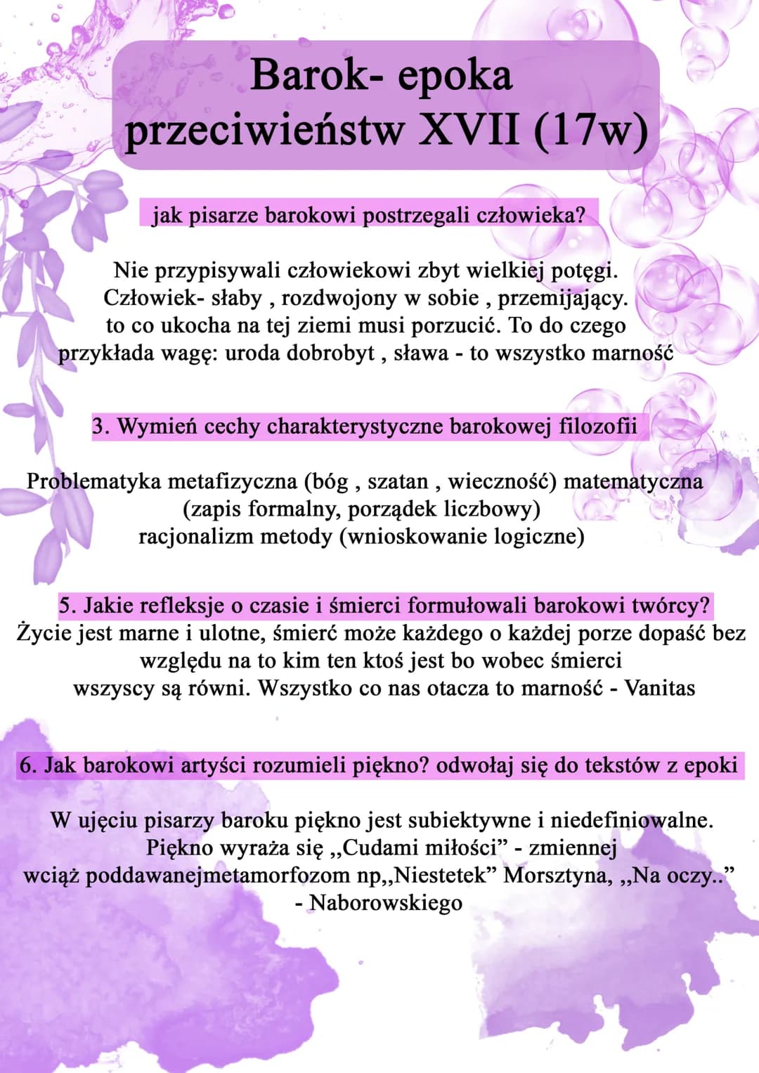 Barok- epoka
przeciwieństw XVII (17w)
jak pisarze barokowi postrzegali człowieka?
Nie przypisywali człowiekowi zbyt wielkiej potęgi.
Człowie