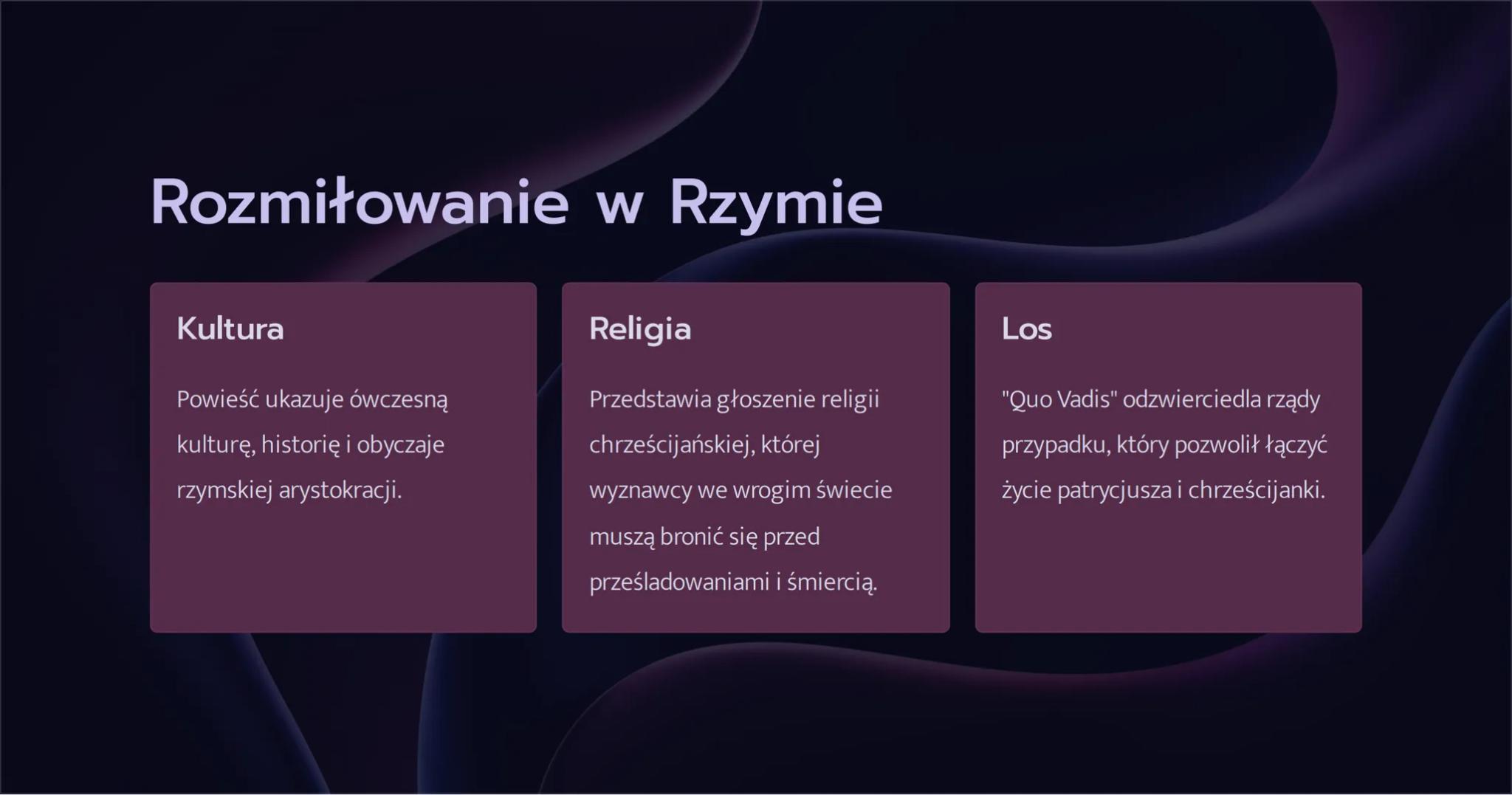 XIXIX
"Quo Vadis"
Przedstawiamy notatkę na temat jednego z najznakomitszych dzieł
literatury świata - powieści "Quo Vadis" Henryka Sienkiewi